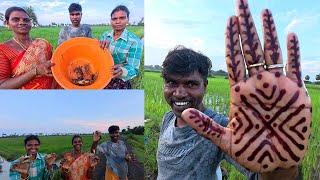 அப்பா ஊர்  வயல்காட்டில்  அண்ணன் அண்ணியுடன் நண்டு வேட்டை / RIVER CRAB CATCHING,