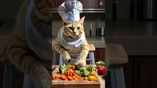 The Meow Chef is Chopping Vegetables