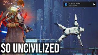 So Uncivilized Trophy (Defeat 10 Enemies With The Point Blank Skill) - Star Wars Jedi Survivor