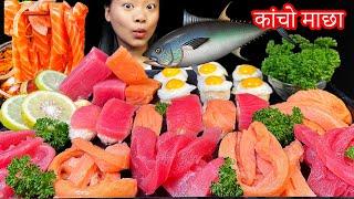 Raw Fish काचो माछा MukbangEating Raw Salmon & Tuna With Creamy Butter | Sashimi | Nepali Mukbang