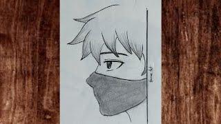 How to Draw a Cool Anime Boy with Mask - Easy Pencil Sketch Tutorial for Beginners