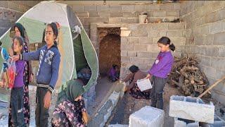 Double Shelter: The single mother builds a small house next to the cave