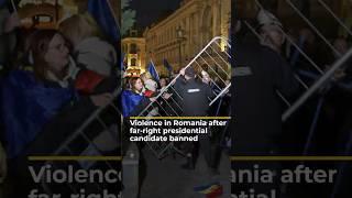 Violent protests after Romania bans far-right presidential candidate | AJ #shorts