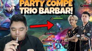 PARTY COMPE TRIO BARBAR !! LAWAN MUSUH KERAS !! #MLBB