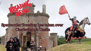 Jousting at Scotlands only Triangular Castle, Caerlaverock Castle, Dumfries and Galloway, Scotland