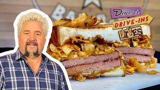 Guy Fieri Makes Smoked Bologna Sandwich | Diners, Drive-ins and Dives with Guy Fieri | Food Network