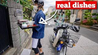 Old School Japanese Noodle Delivery With Real Dishes