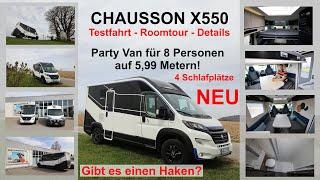 CHAUSSON X550 | NEUHEIT 2021 | Testfahrt & Roomtour im Detail | Hubbett  | 4 Personen auf 6 m | 4K