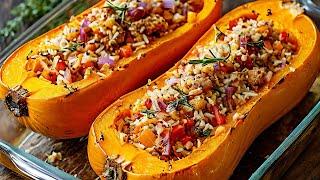 Stuffed butternut squash in 20 minutes? You have to try this recipe!  Tastes AMAZING!