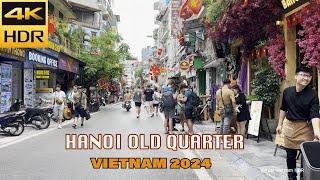 (4K HDR) Hanoi Old Quarter Walking Tour 2024 - Dong Xuan, Ta Hien, Hoan Kiem Lake At 2pm On Sunday