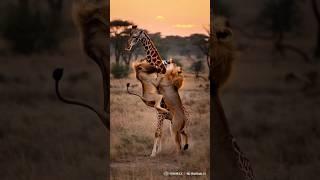 "GIRAFFE BEATS LION IN EPIC BATTLE! HUMANS RESCUE THE INJURED LION!"  #animals #animalrescue #lion