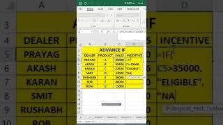 advance if function #excel #exceltips #exceltutorial #msexcel