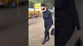 Uff! Nora Fatehi's Black Airport Look