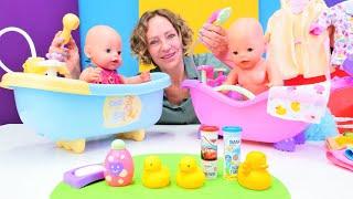 Nicoles Baby Badesalon - Spielspaß mit Baby Born Puppen - Spielzeugvideo für Kinder