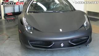 Matte Black Ferrari 458 Italia Car Wrap StickerCity.com