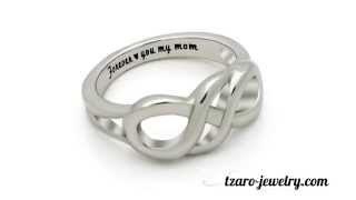 Infinity Ring - Mother Silver Ring Engraved "Forever Love You My Mom", Ring Sizes 6 to 9