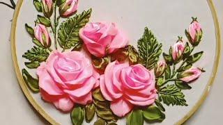 Bucket of Rose Ribbon Embroidery Design