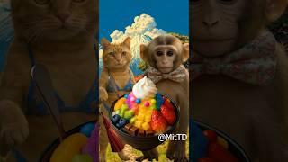 Cat vs Monkey Ice Cream Mukbang ASMR#cat #monkey #ai #asmr
