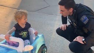 Police Officer Pulls Over 3-Year-Old Speeding In Toy Convertible