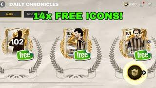 DAILY ICON CHRONICLES GUIDE! HOW TO GET 14x 100+ OVR ICONS FOR FREE IN FC MOBILE 25!