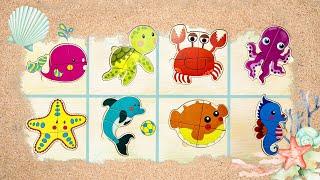 Educational Puzzles for Kids | Toddlers Learning Ocean Animals | Sea Puzzles & Beach Play with Elmo