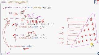 Left Triangle Star Pattern in Java || Java Pattern Printing