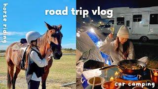 road trip vlog | car camping, cooking, horse riding, sunset picnic 