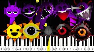 Durple and Mr. Sun in 10 PHASES (Incredibox SPRUNKI) - Piano Tutorial