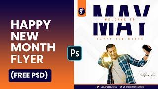 Happy New Month Design in Photoshop Tutorial | MAY New Month Flyer