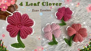 CROCHET KEYCHAIN  Crochet 4 Leaf Clover Keychain  Crochet Flower Keychain