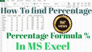 How To Apply Percentage Formula in Microsoft Excel | How To Find percentage in Excel | calculate %