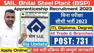 Bhilai Steel Plant Recruitment 2023 | SAIL Vacancy 2023 | sail bhilai form fill up@TechnicalSulsuli​