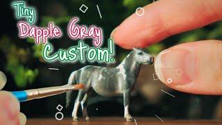 Painting a ᵀⁱⁿʸ Dapple Gray Tobiano Pony! - Custom/Repaint Micro Mini Resin Model Horse Tutorial