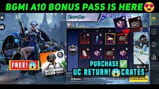 A10 BONUS PASS BGMI / A10 BONUS PASS UC RETURN MILEGA / BGMI A10 BONUS PASS PRICE PURCHASE & REWARDS