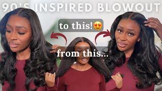 90’s Blowout On Natural Hair Texture | Kinky Straight Glueless HD Lace Wig Install | OQ Hair