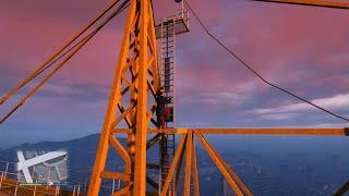 GTA V / Online : parachute jump from the tallest crane in Los Santos