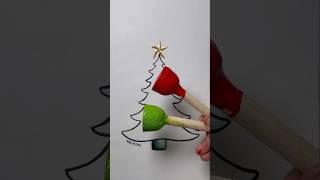 Christmas Tree with Acrylic Technique!  #christmasart