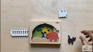 EKOPlay | Farm Yard Animals Layered Wooden Puzzle, made from sustainable wood