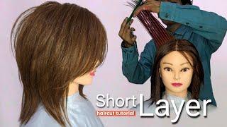 SHORT LAYER HAIRCUT TUTORIAL,simple!