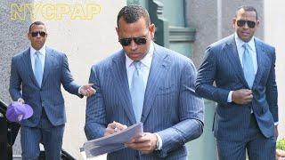 Alex Rodriguez Chase by autograph collectors and photographer as he heads to his sprinter