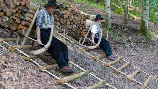 Dangerous but Genius Sliding Technique They Use to Transport Tons of Wood