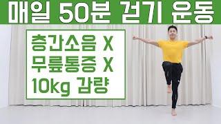 10kg 감량을 위한 집에서 매일 50분 걷기 다이어트 (NO반복, NO무릎통증, NO층간소음)