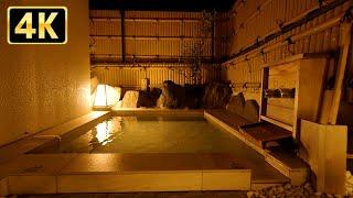 3 hours to relax with the sound of the hot spring in 4K at night.