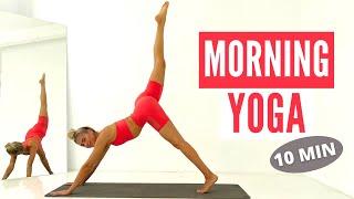 10 MIN. MORNING YOGA - beginners routine // get flexible & stretch | Mary Braun