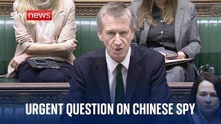 Urgent Question in the House of Commons about Chinese spying group - Watch live