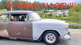 Randy Parker 714 CID stick shifted 56 Chevy #dragrace #woodburndragstrip #chevy