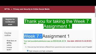 Privacy and Security in Online Social Media Week 7 Assignment 7 Answer Nptel 2023 Solution