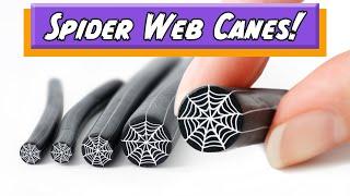 Making Halloween Spider Web Canes from Polymer clay.