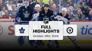 Maple Leafs at Jets | October 28, 2024 | NHL Full Game Highlights