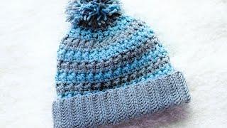 Easy crochet hat or cap for CHILDREN AND ADULTS with NEW STYLE HERRINGBONE BRIM PATTERN